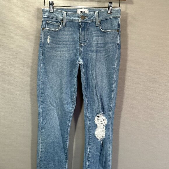 Paige Jeans Womens 26 Verdugo Ankle Light Wash Cotton Stretch Distressed Raw Hem - Picture 1 of 11